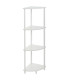 Étagère d'angle 4 plateaux en bois et métal blanc 30x30x110cm