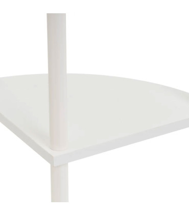 Étagère d'angle 4 plateaux en bois et métal blanc 30x30x110cm