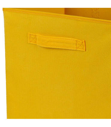 Boîte de rangement cube en velours côtelé jaune 31x31x31cm