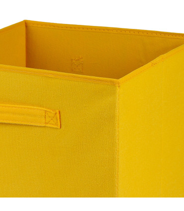 Boîte de rangement cube en velours côtelé jaune 31x31x31cm