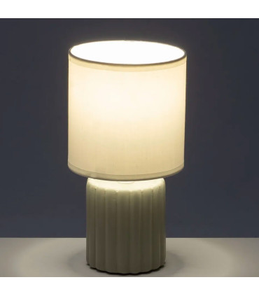 Lampe à poser céramique beige taupe 13x13x24cm