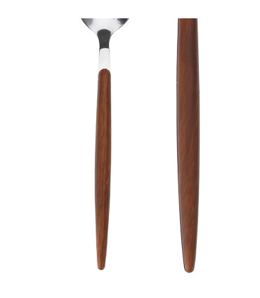 Couverts de table en acier inoxydable et détail couleur bois 16 pièces