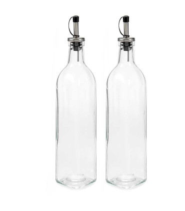 Set huilier + vinaigrier en verre avec bouchon acier 50cl
