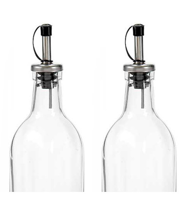 Set huilier + vinaigrier en verre avec bouchon acier 50cl