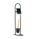 Dérouleur papier WC et brosse en métal noir et bambou 30x16x78.5cm