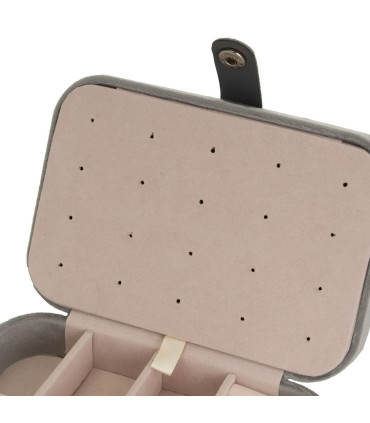 Set de 2 boîtes à bijoux de voyage velours beige et gris 16x11x5cm