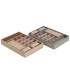 Set de 2 plateaux à bijoux velours beige et gris 30x20x4cm