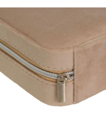 Set de 2 boîtes à bijoux de voyage velours beige et gris 10x10x4.5cm