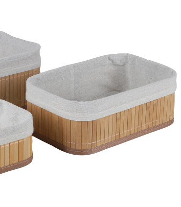 Set de 3 paniers de rangement pour salle de bain bambou