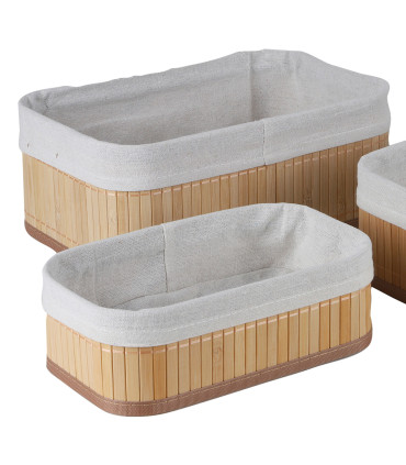 Set de 3 paniers de rangement pour salle de bain bambou