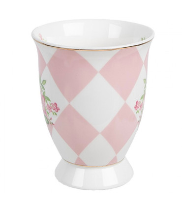 Mug en porcelaine blanche motif fleuri roses 12x8x10cm