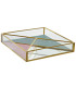 Plateau rangement bijoux en métal doré, velours et miroir 20x20x3.5cm