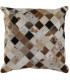 Coussin patchwork cuir marron, noir, beige 40x40x10cm