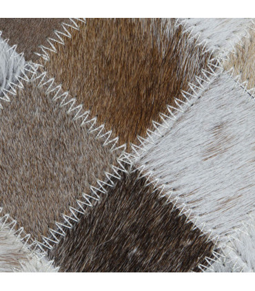Coussin patchwork cuir marron, noir, beige 40x40x10cm