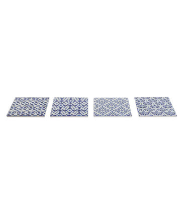 Set de 12 dessous de verres en dolomite bleu et blanc 11x11x0.7cm