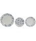 Service de 18 assiettes en porcelaine florale bleue: plates, creuses et à dessert