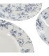 Service de 18 assiettes en porcelaine florale bleue: plates, creuses et à dessert