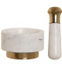 Mortier et pilon en marbre blanc et laiton doré 12.5x12.5x7.5cm