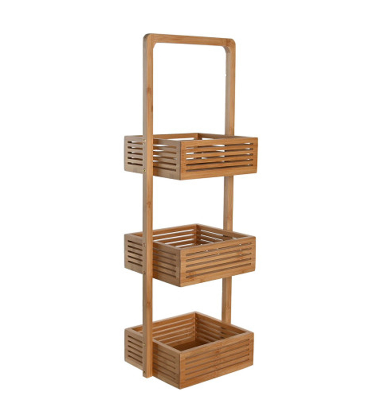Etagère en bambou, salle de bain, étagère sur pieds arrondie, carrée, différentes tailles, nature 2 étages, Relaxdays | Leroy Merlin