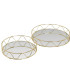 Set de 2 plateaux ronds en métal doré et miroirs 30x30x6cm