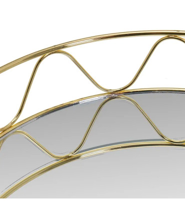 Set de 2 plateaux ronds en métal doré et miroirs 30x30x6cm