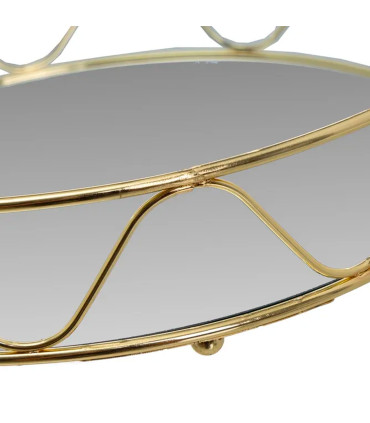 Set de 2 plateaux ronds en métal doré et miroirs 30x30x6cm