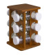 Support à épices en bambou et 12 pots en verre 15x15x23cm