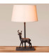 Lampe à poser cerf aluminium noir et abat-jour lin beige 30x30x41.5cm