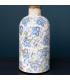 Vase floral en grès blanc et bleu 22x11x11cm