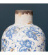 Vase floral en grès blanc et bleu 22x11x11cm