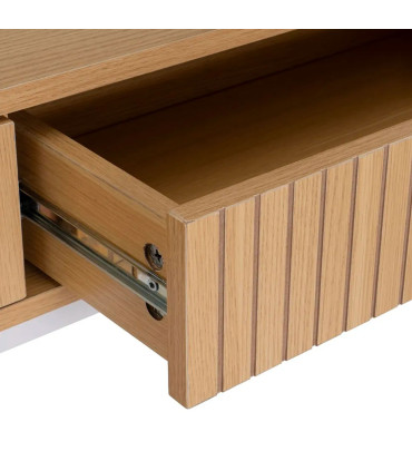 Console d'entrée bois et métal blanc 2 Tiroirs 100x30x75cm