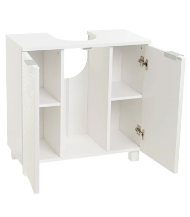 Meuble salle de bain sous lavabo en bois blanc 2 portes 60x30x60cm