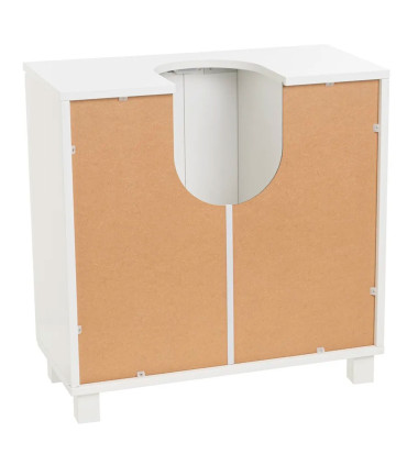 Meuble salle de bain sous lavabo en bois blanc 2 portes 60x30x60cm