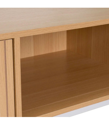 Table basse rectangulaire bois et métal blanc 1 tiroir 110x50x40cm