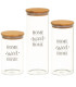 Set de 3 bocaux en verre avec bouchon bambou home sweet home