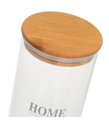 Set de 3 bocaux en verre avec bouchon bambou home sweet home