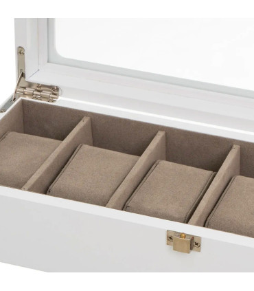 Coffret de rangement pour 6 montres en bois blanc 33x13x8cm