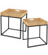 Set de 2 tables basses gigognes bois et métal noir 40x40x42cm