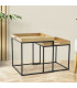 Set de 2 tables basses gigognes bois et métal noir 40x40x42cm
