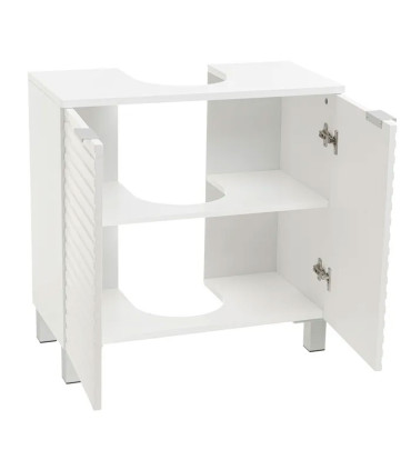 Meuble salle de bain sous lavabo en bois blanc 2 portes 60x30x60cm