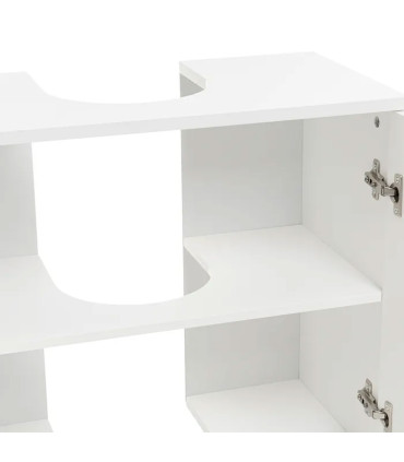 Meuble salle de bain sous lavabo en bois blanc 2 portes 60x30x60cm