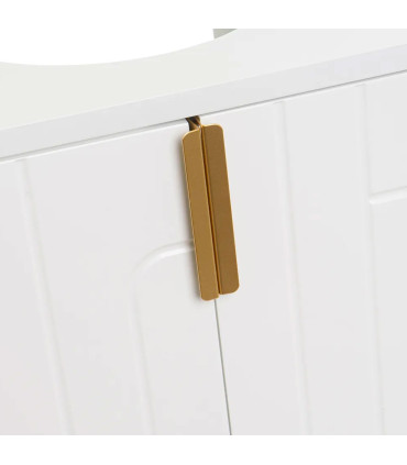 Meuble salle de bain sous lavabo en bois blanc et métal doré 60x30x60cm