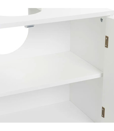 Meuble salle de bain sous lavabo en bois blanc et métal doré 60x30x60cm