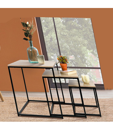 Nesting Table - MDF and white Metal - Set of 3