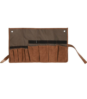 Range outils de jardinage en tissu vert et marron 54x29x6cm