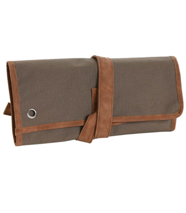 Range outils de jardinage en tissu vert et marron 54x29x6cm