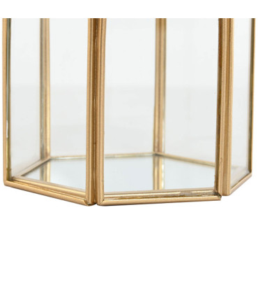 Rangement bijoux en métal doré et miroir 9x8x9.5cm