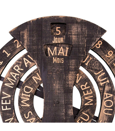 Calendrier perpétuel mural en bois 55x5x60cm