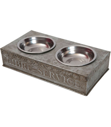 Wall Double Cast Iron Bowl + 2 Stainless Steel Bowls