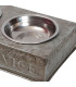 Porte gamelles en zinc + 2 gamelles inox Libre Service 36x19x8cm